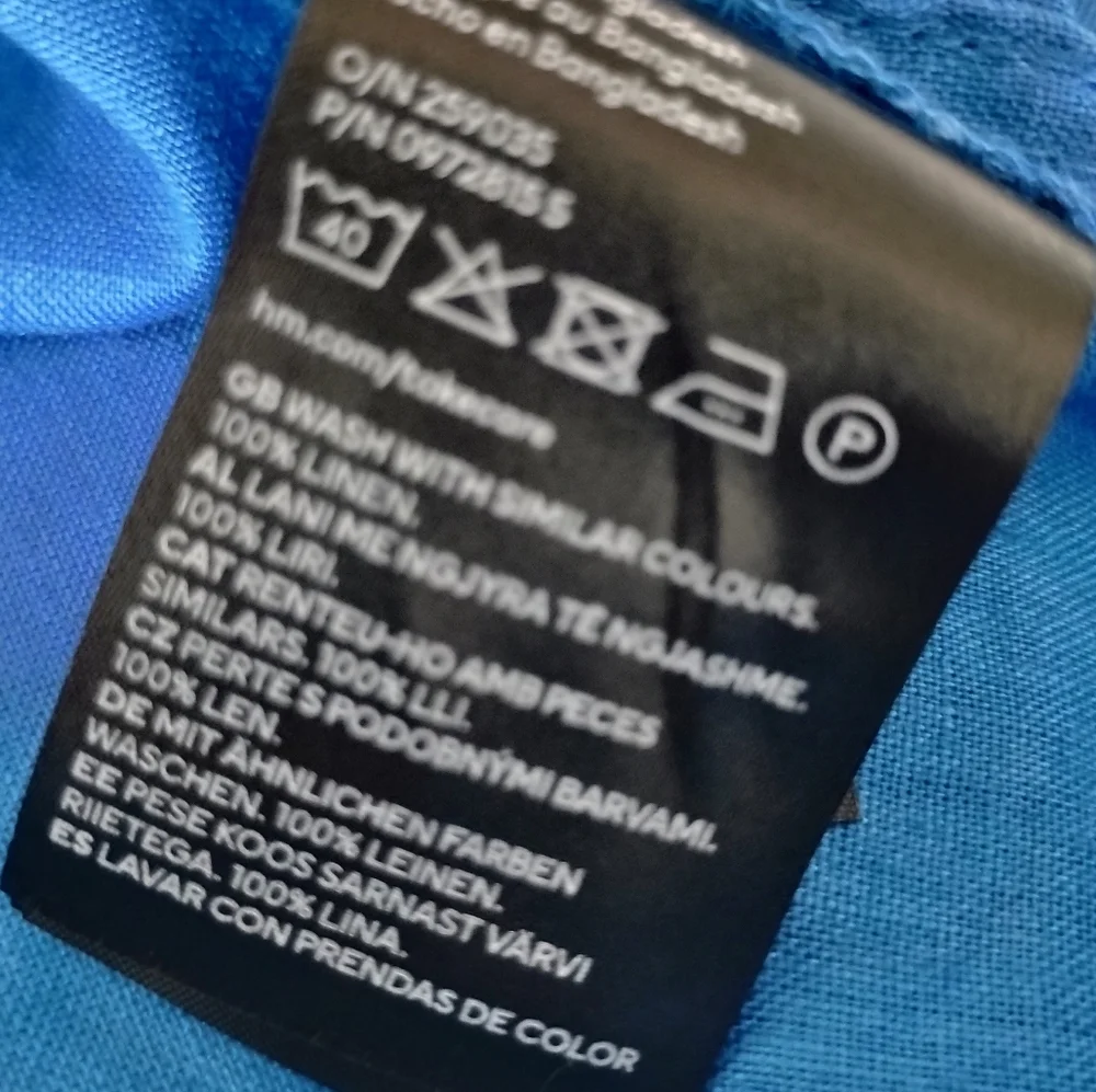 H&M Linen Oversized Swing Style Button Down Shirt Royal Blue Minimalist Size Med - Picture 14 of 14